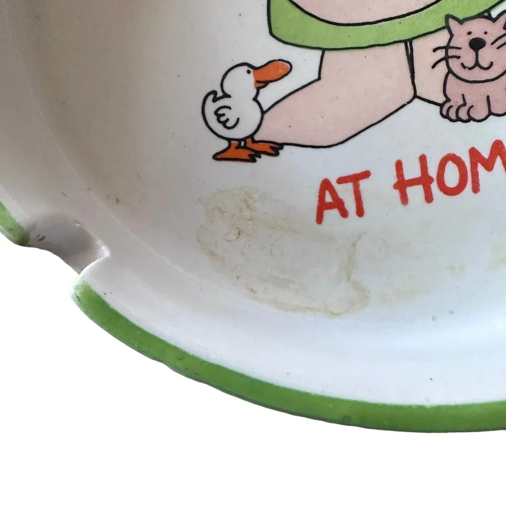 Vtg Ziggy by Tom Wilson Stoneware Ashtray Cat Fog Duck Bird 1974‎ Korea